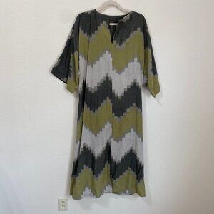 Handmade Green and Gray Chevron Kaftan